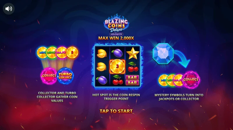 Menu principal de Blazing Coins Deluxe
